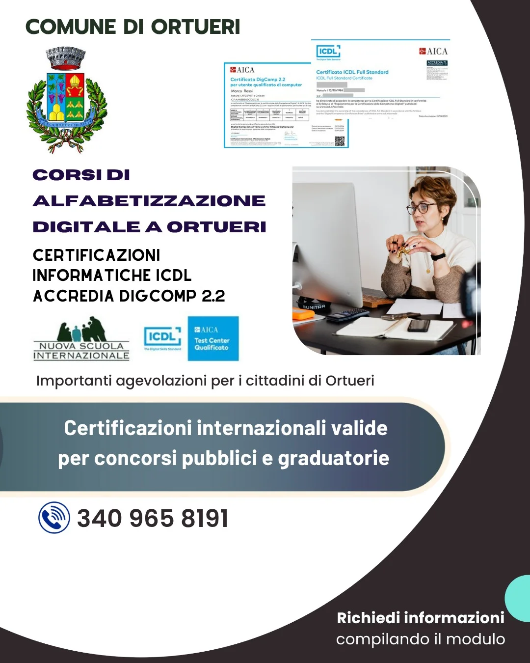 Corsi di alfabetizzazione digitale a ortueri: sono aperte le iscrizioni