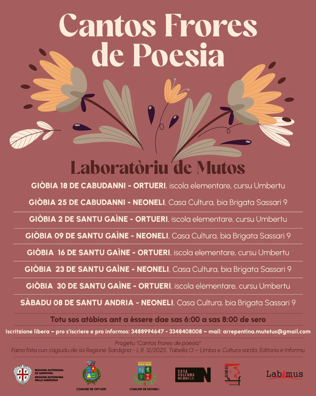 Laboratori di poesia improvvisata a mutos - Progetto “Cantos Frores de Poesia”