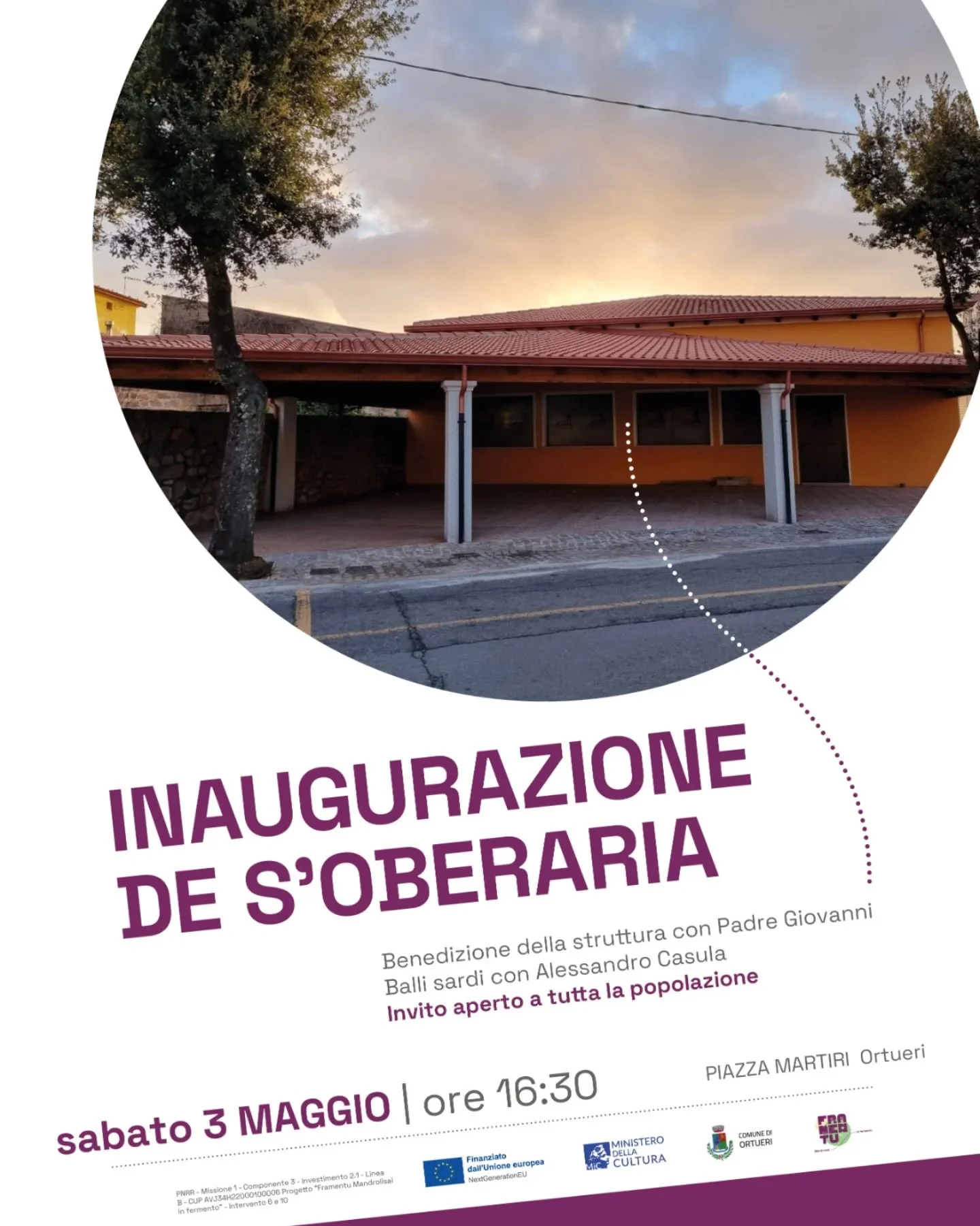 Festa di inaugurazione de s'Oberaria | 3 maggio, ore 16.30 Festa di inaugurazione de s'Oberaria | 3 maggio, ore 16.30