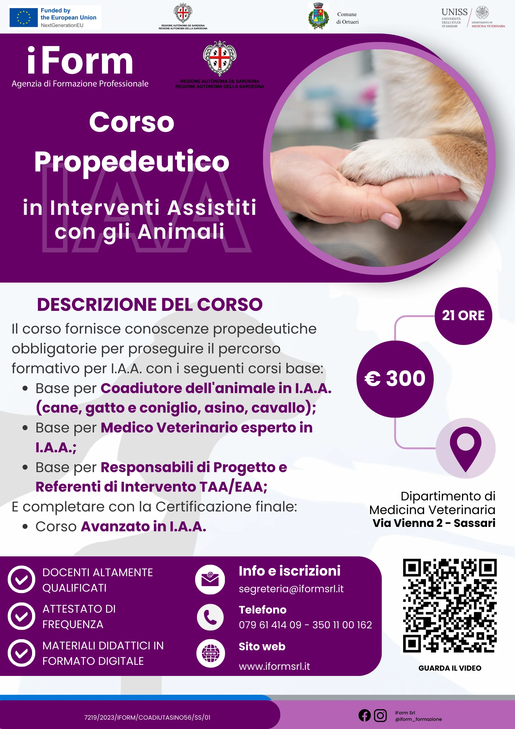 Corso propedeutico Interventi Assistiti con Animali (IAA)