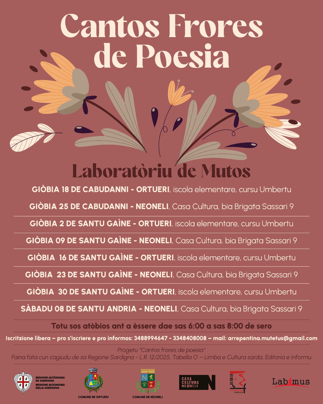 Laboratori di poesia improvvisata a mutos - Progetto “Cantos Frores de Poesia”