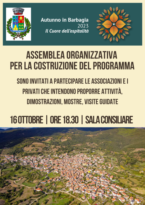 INCONTRO ORGANIZZATIVO  PER LA COSTRUZIONE DEL PROGRAMMA  - AUTUNNO IN BARBAGIA 2023